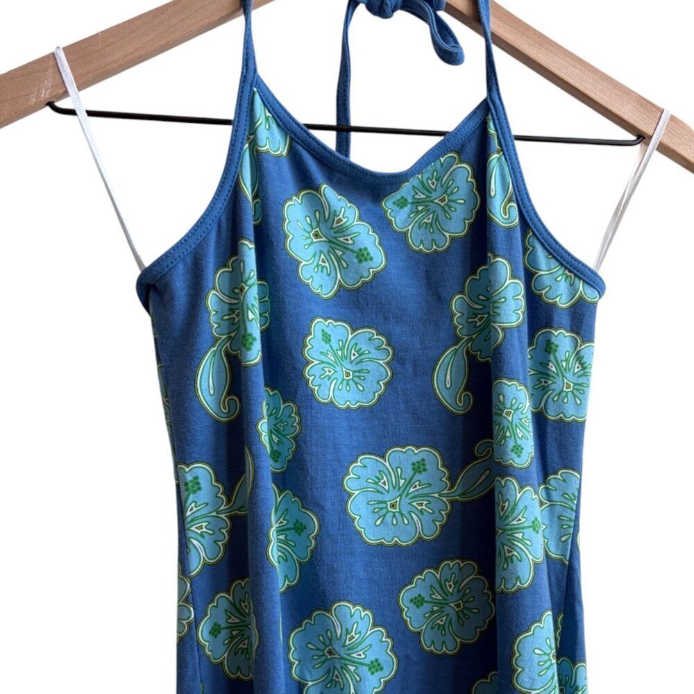 Y2K Hawaiian Tropical Floral Print Halter Dress Size Large 10 -12 - Picture 4 of 5